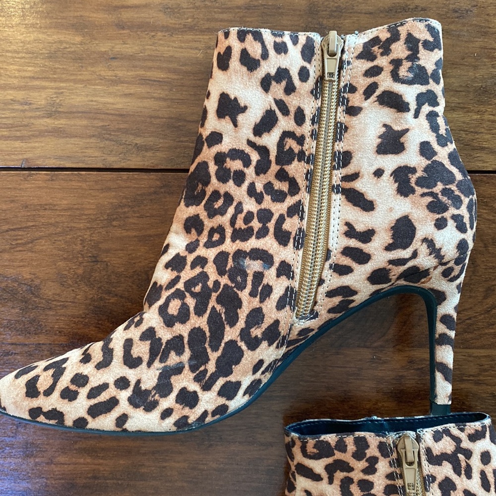 Express Leopard Print Thin Heeled Booties - 7 - image 4